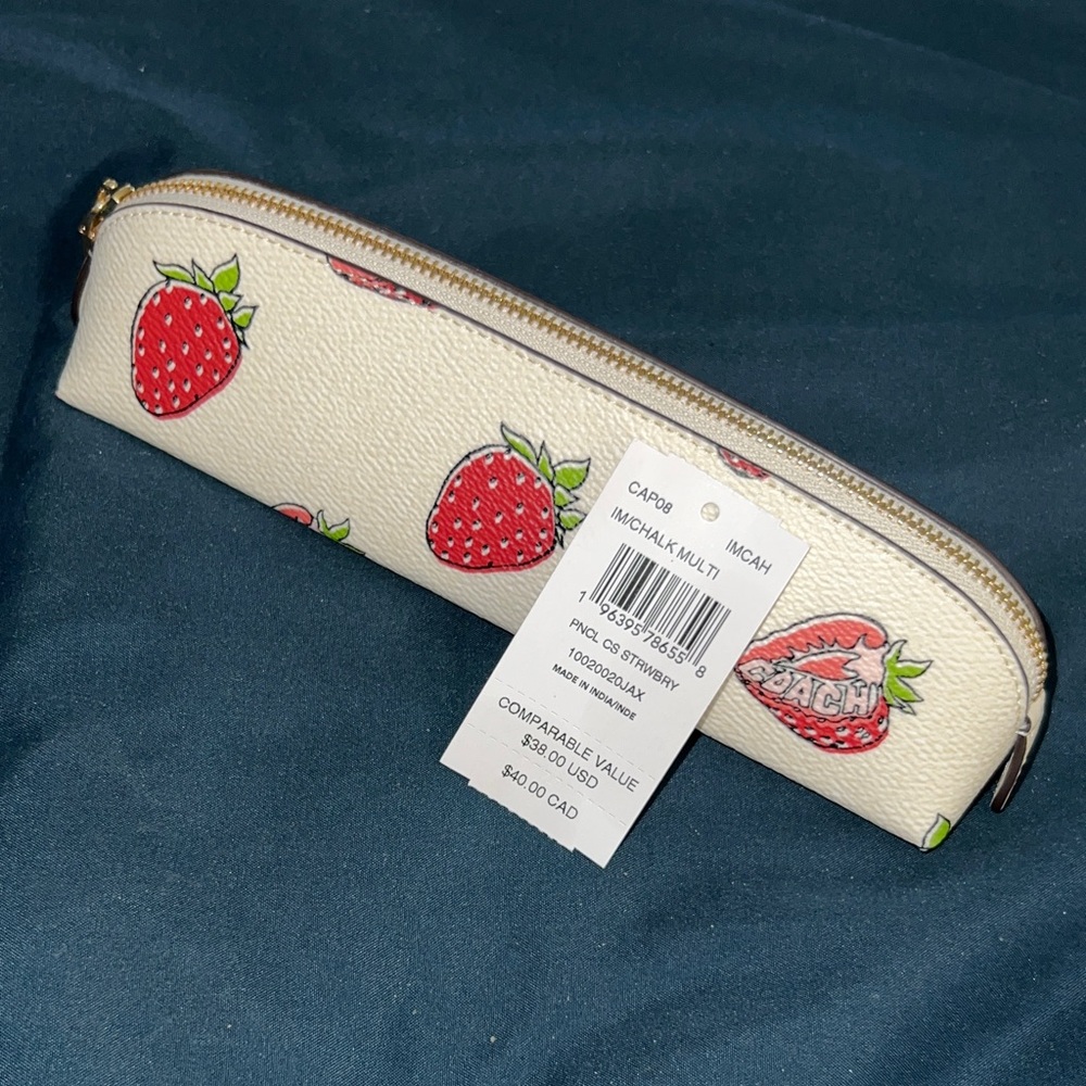 Coach Strawberry Pattern Chalk Pencil Case
